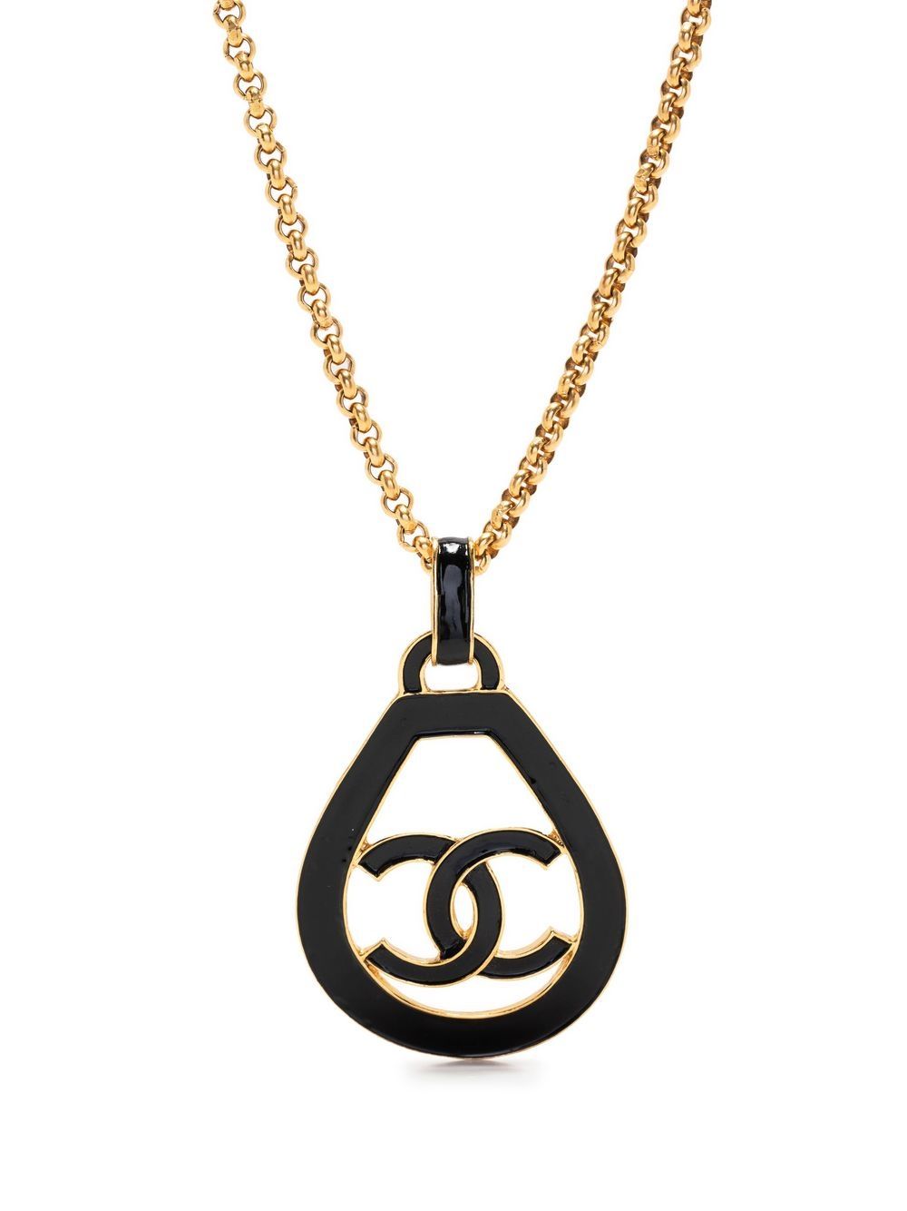 Chanel Pre-Owned enamel CC pendant necklace - Gold