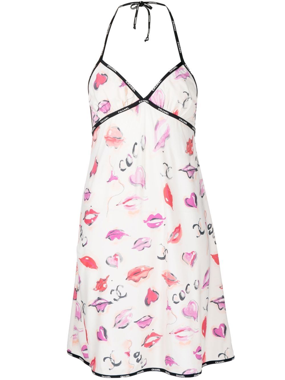 Chanel Pre-Owned graphic-print halter dress - Neutrals
