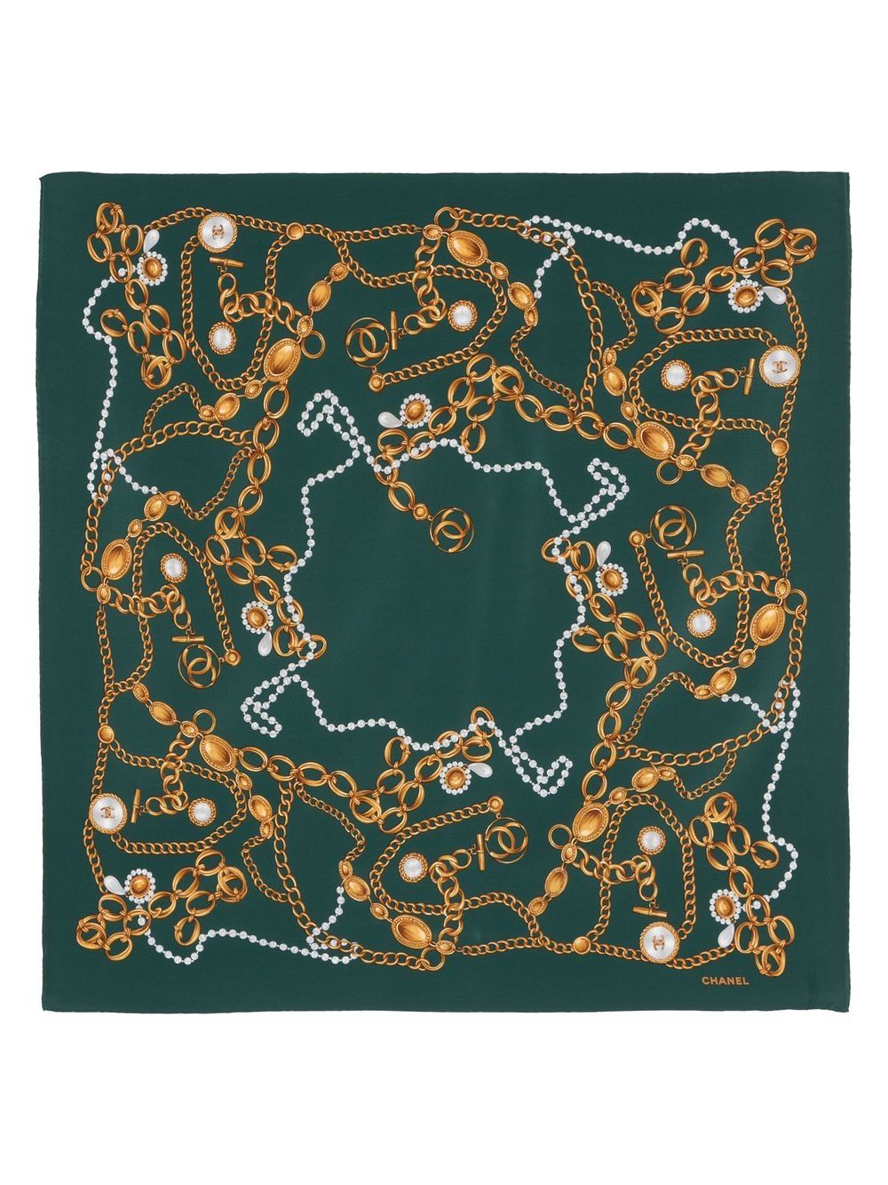Chanel Pre-Owned jewellery print silk scarf - Green