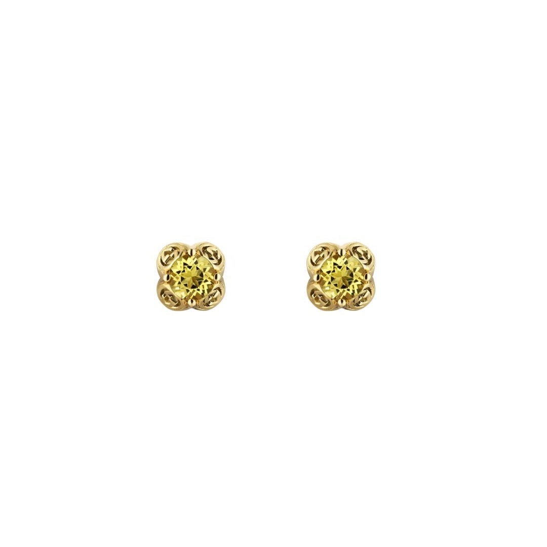 Gucci 18ct Yellow Gold & Beryl Interlocking G Stud Earrings
