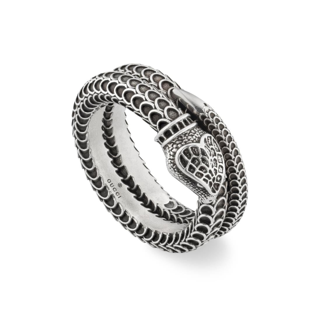 Gucci Garden Sterling Silver Aged Snake Ring