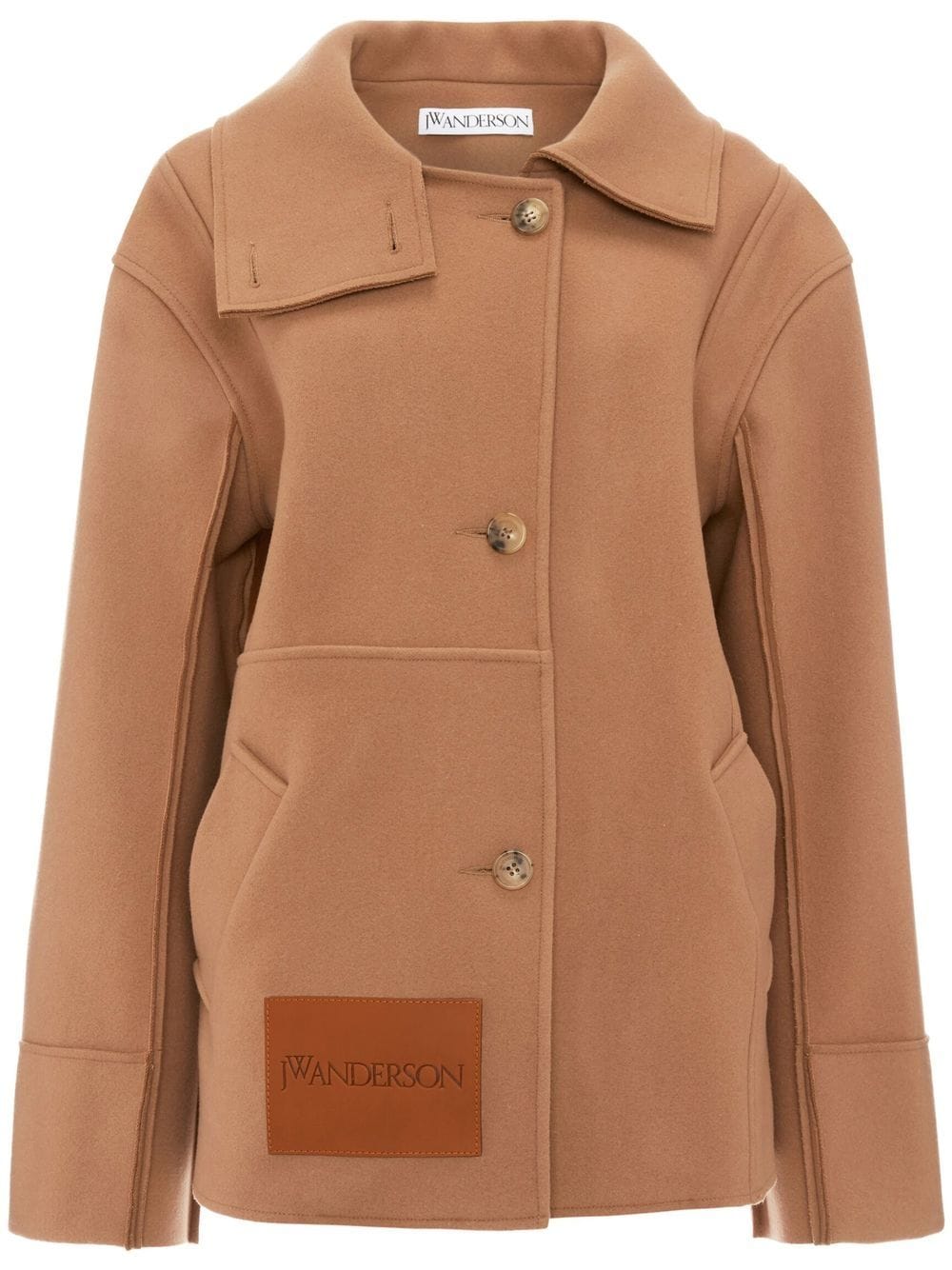 JW Anderson logo-patch detail coat - Brown