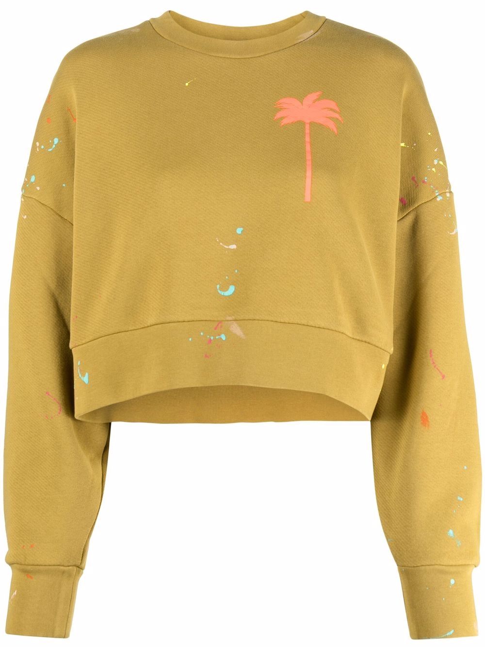 Palm Angels motif-print long-sleeve sweatshirt - Yellow