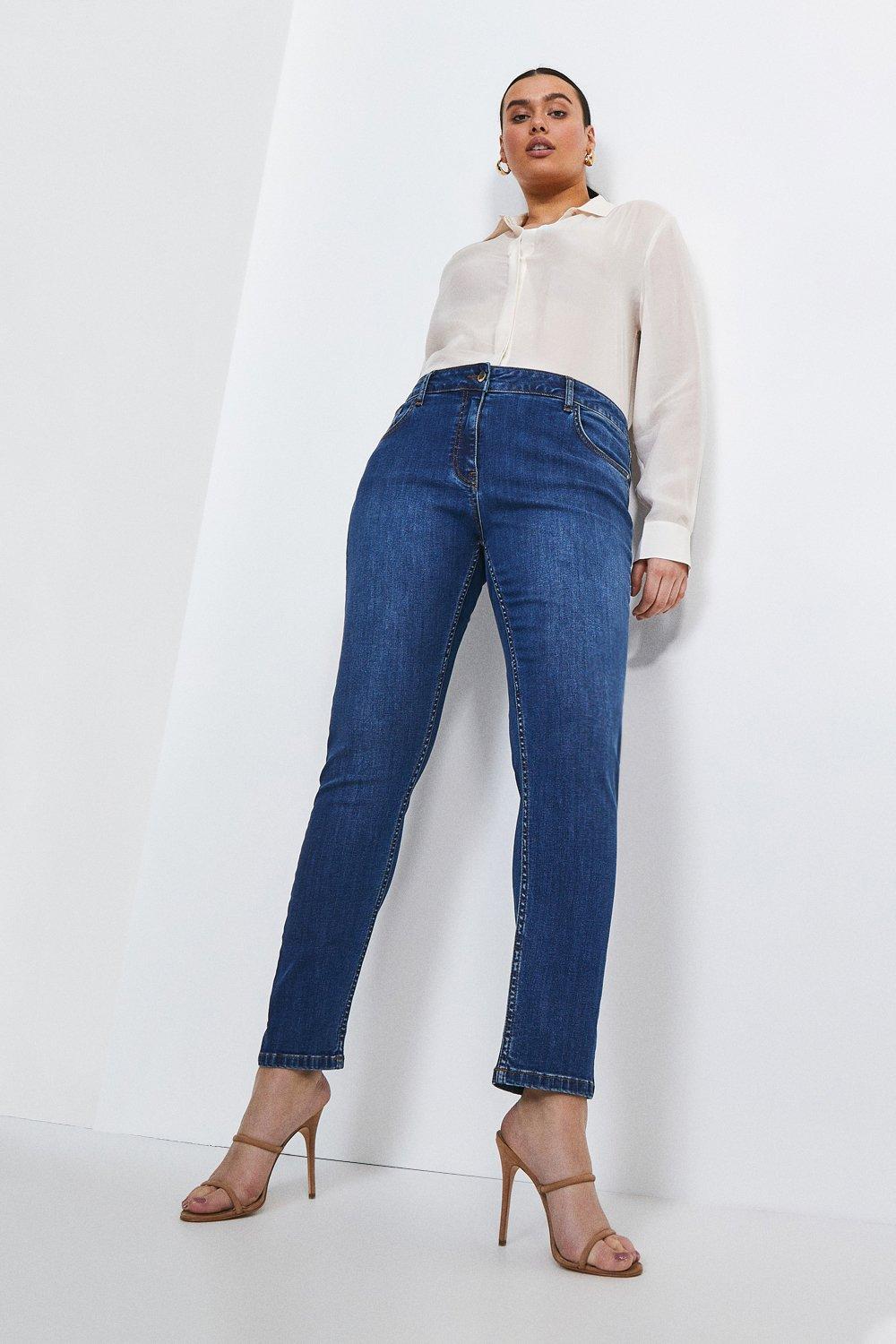 Plus Size Mid Rise Slim Leg Jeans - Mid Wash