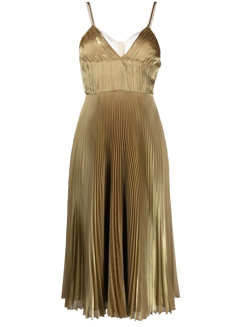 Prada Technical Voile pleated midi dress - Gold