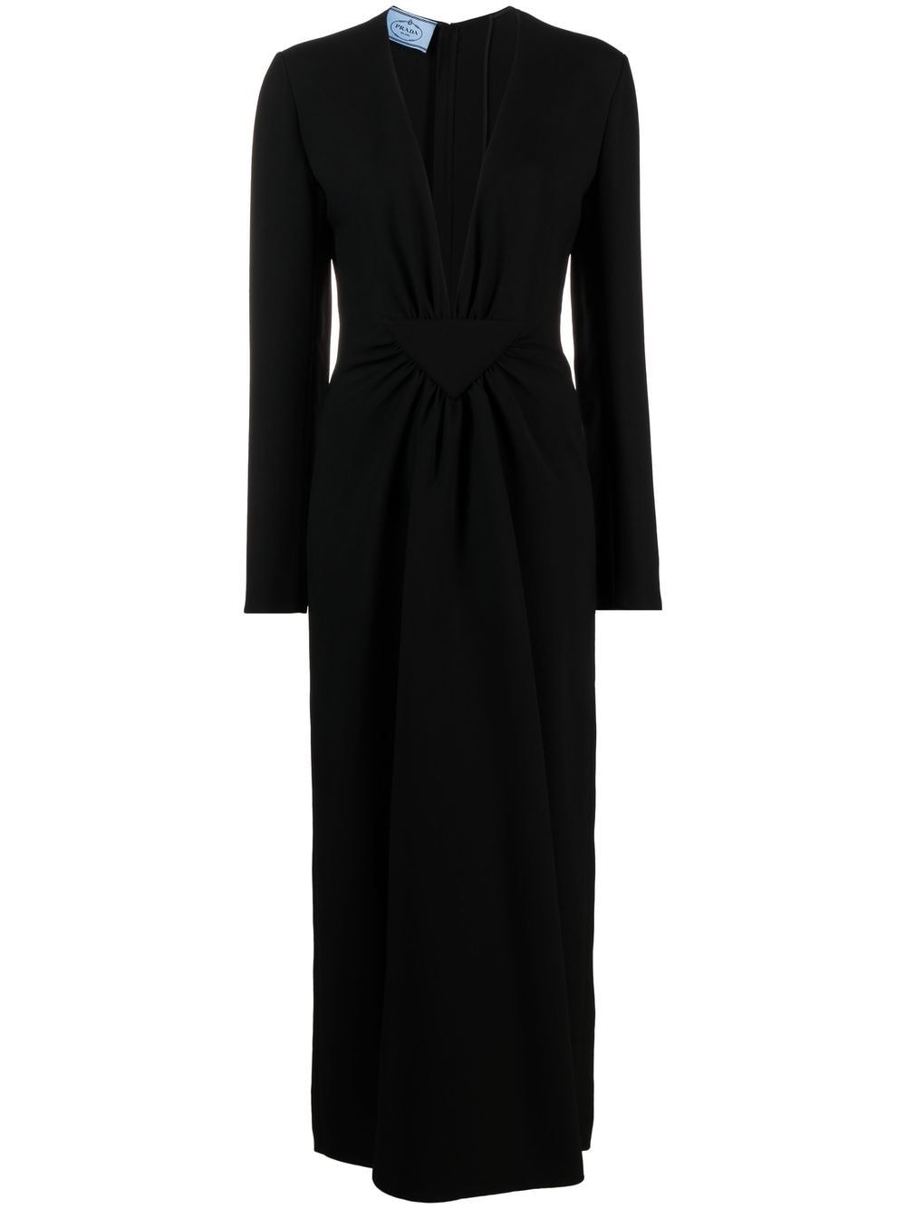 Prada V-neck gathered-waist dress - Black