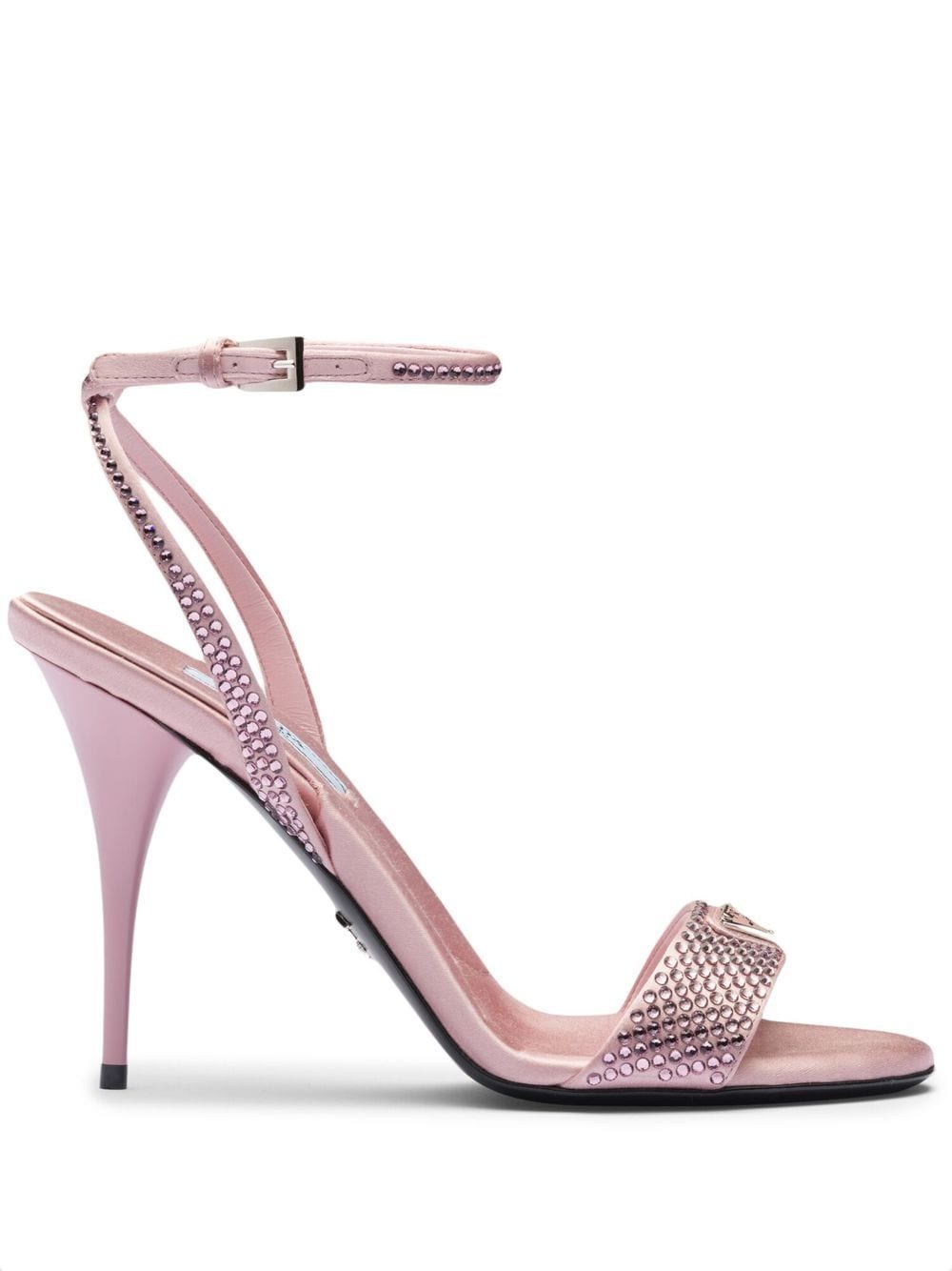 Prada crystal-embellished satin sandals - Pink