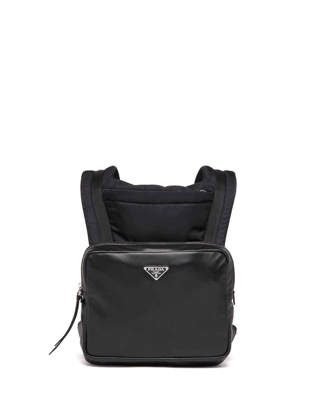 Prada logo-plaque leather backpack - Black