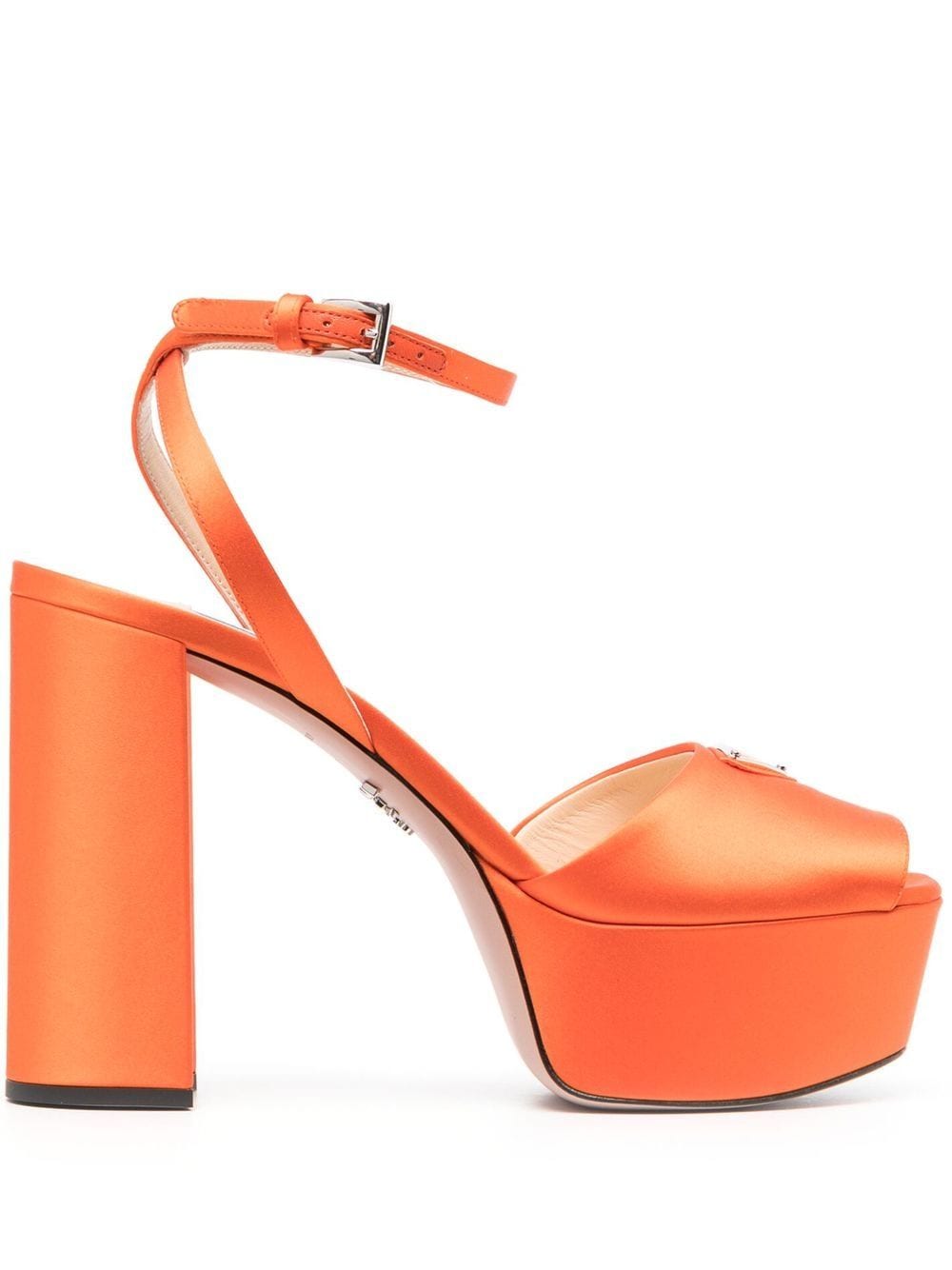 Prada logo-plaque platform-sole sandals - Orange