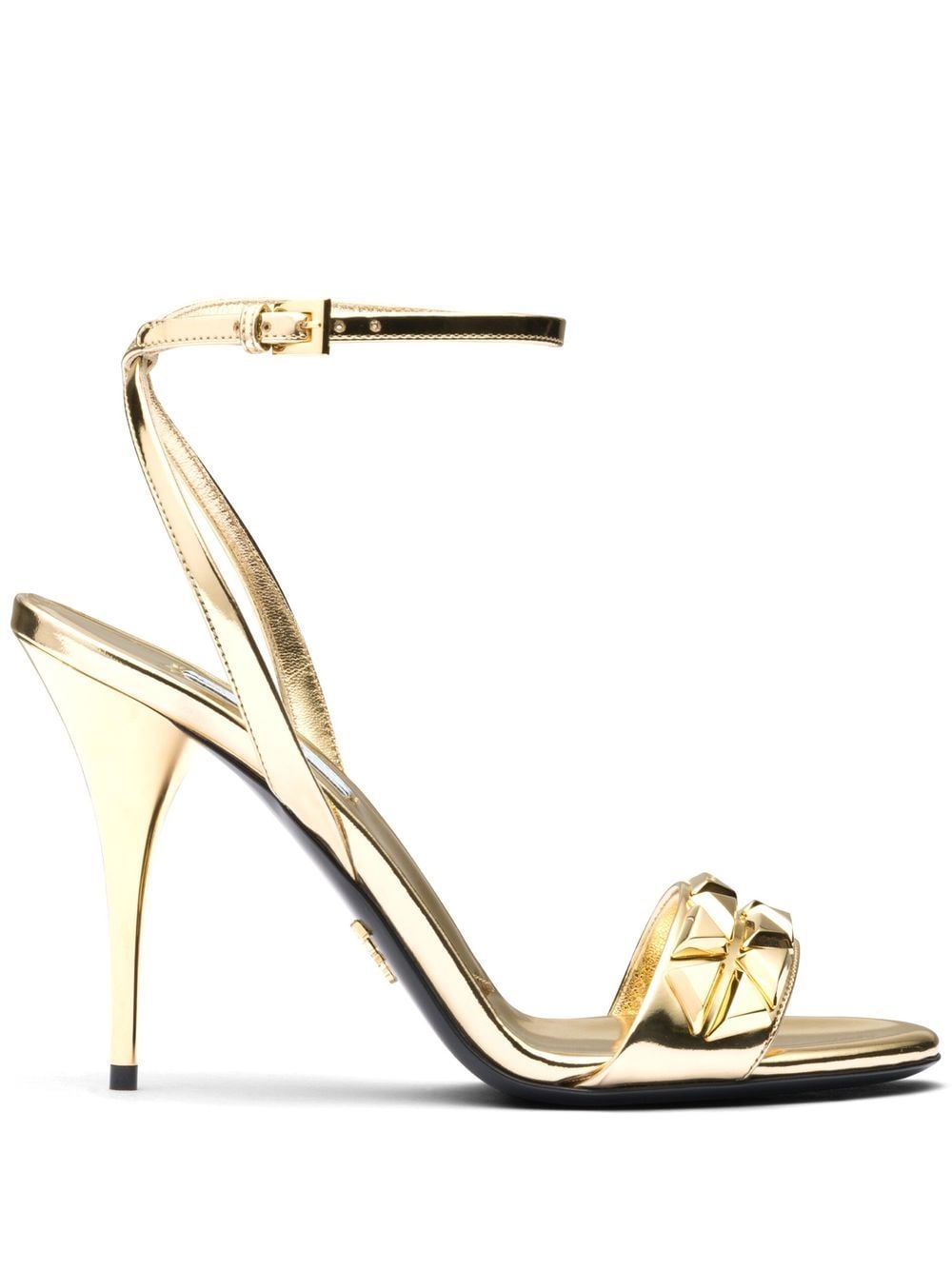 Prada studded metallic heeled sandals - Gold
