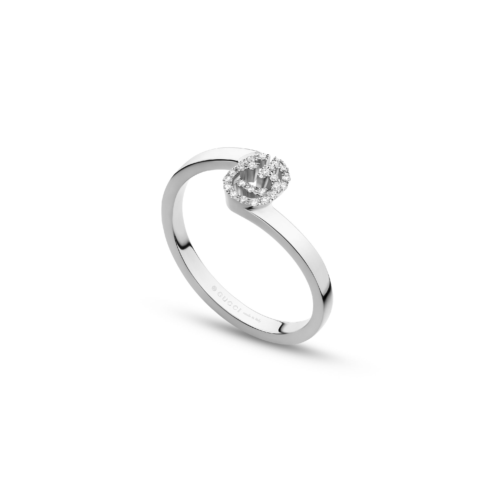 Running G Ring In 18ct White Gold With Diamonds - Ring Size L