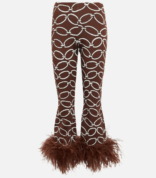 VALENTINO Feather-trimmed printed pants £ 2,100