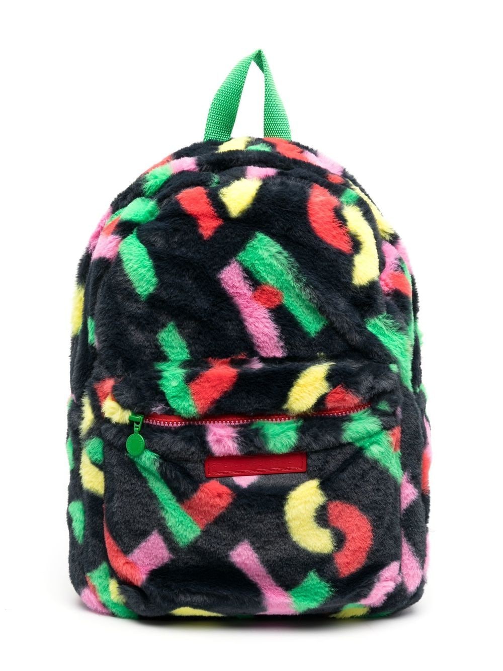 Stella McCartney Kids faux-fur logo-print backpack - Black