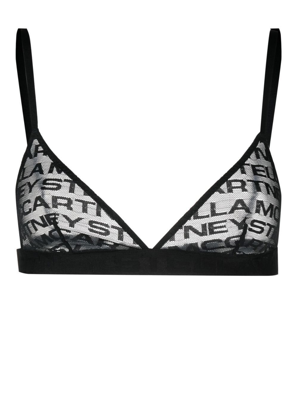 Stella McCartney logo-embroidered lace bra - Black