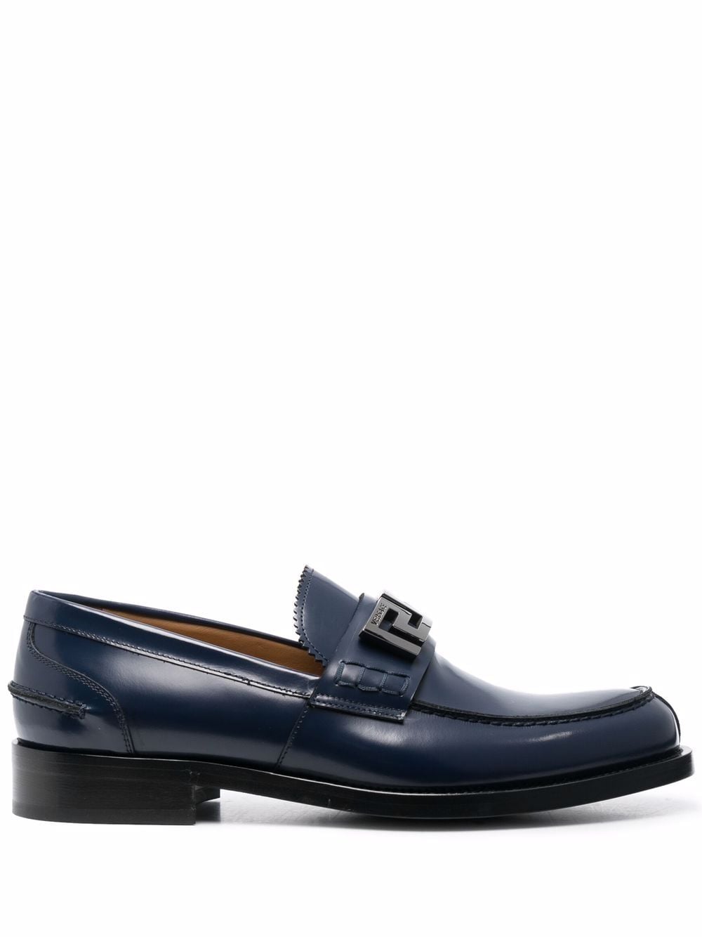 Versace Greca-detail leather loafers - Blue