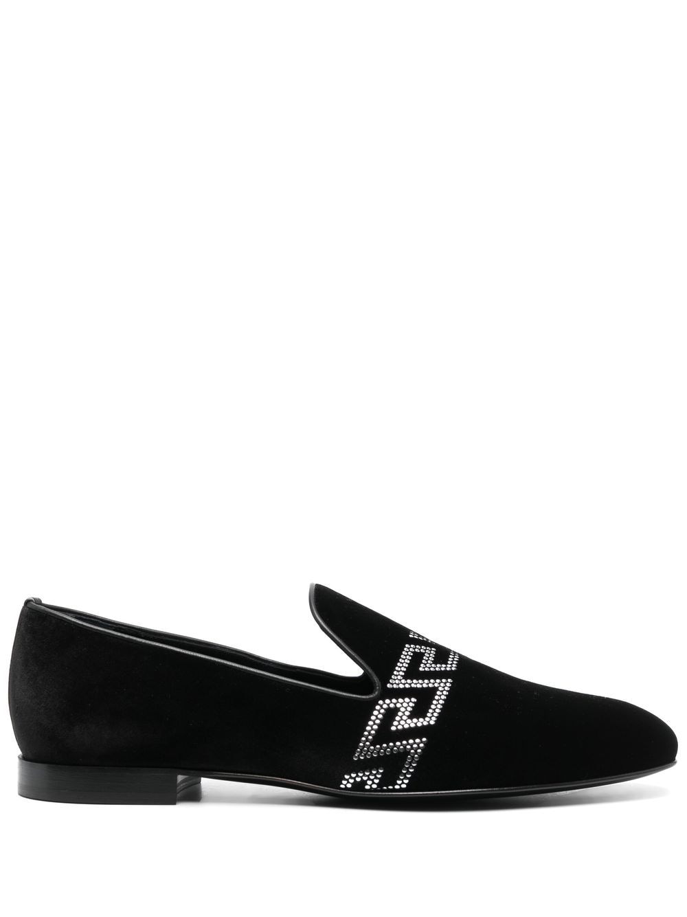 Versace Greca studded velvet loafers - Black
