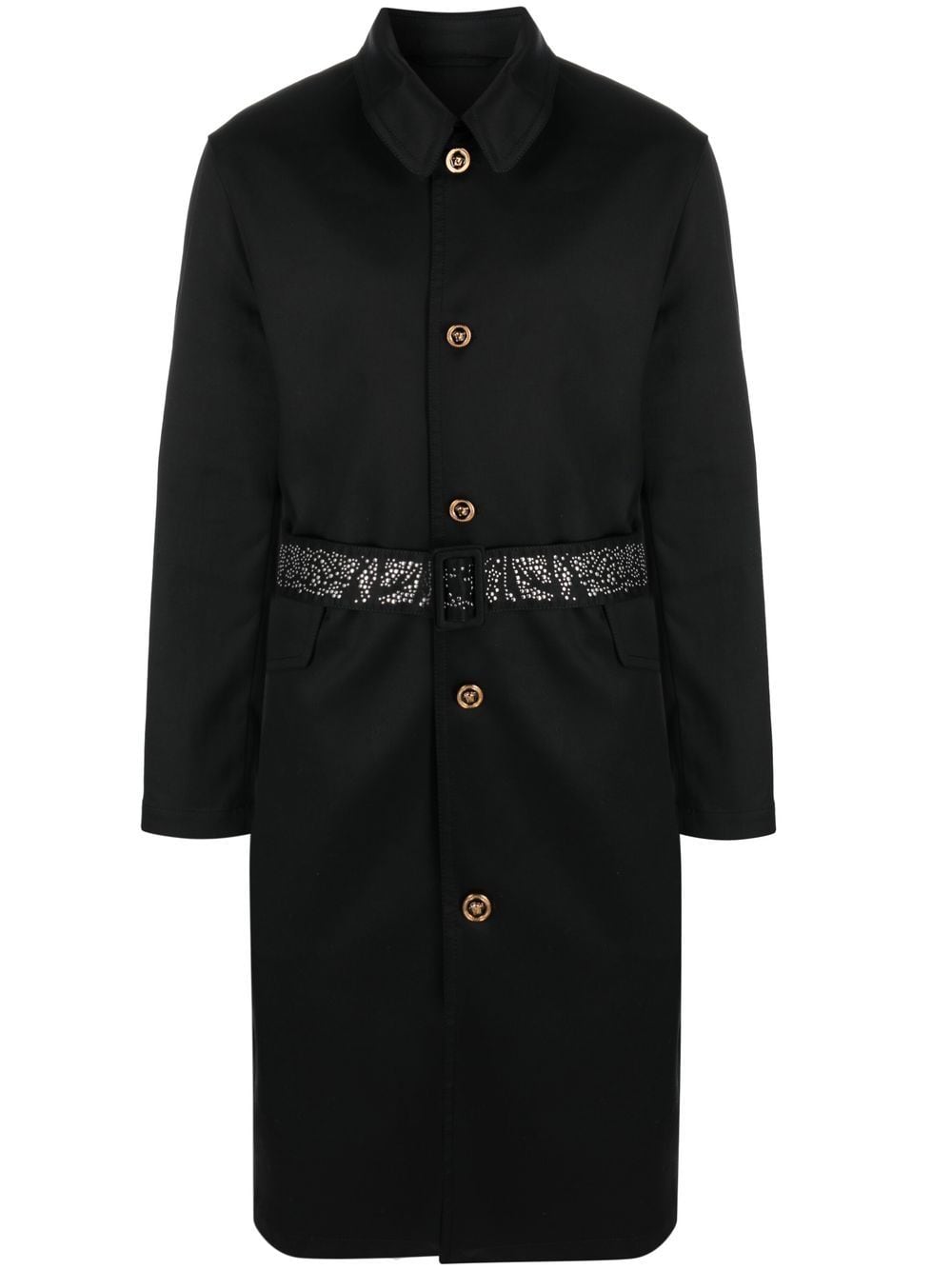 Versace belted cotton coat - Black