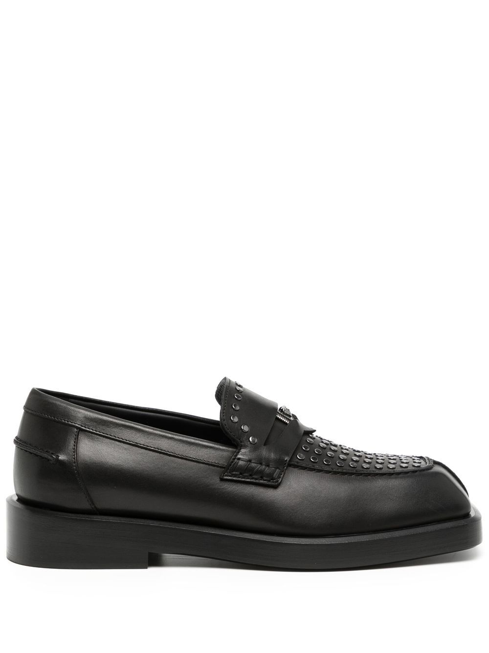 Versace leather studded loafers - Black