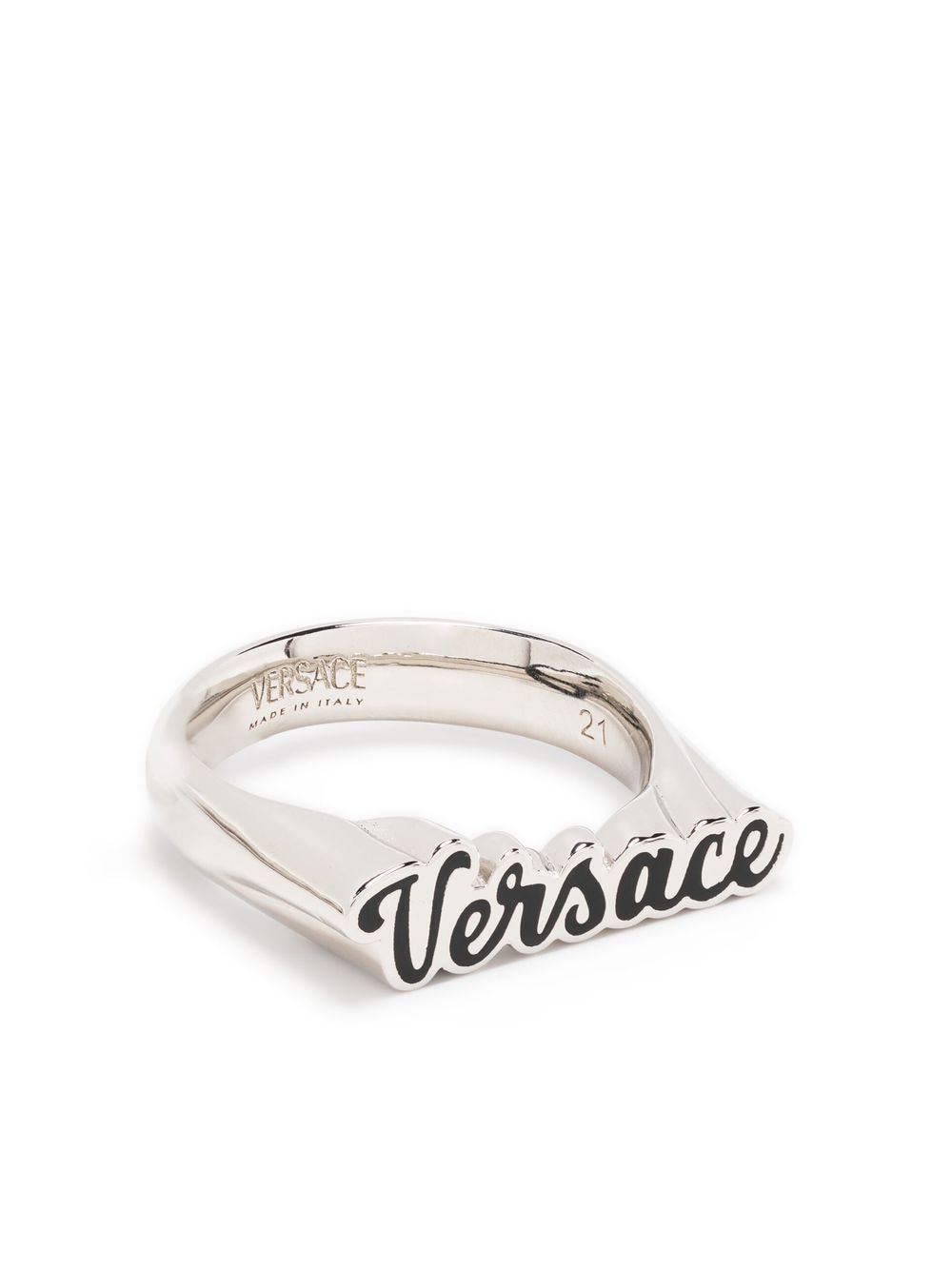 Versace logo-engraved ring - Silver