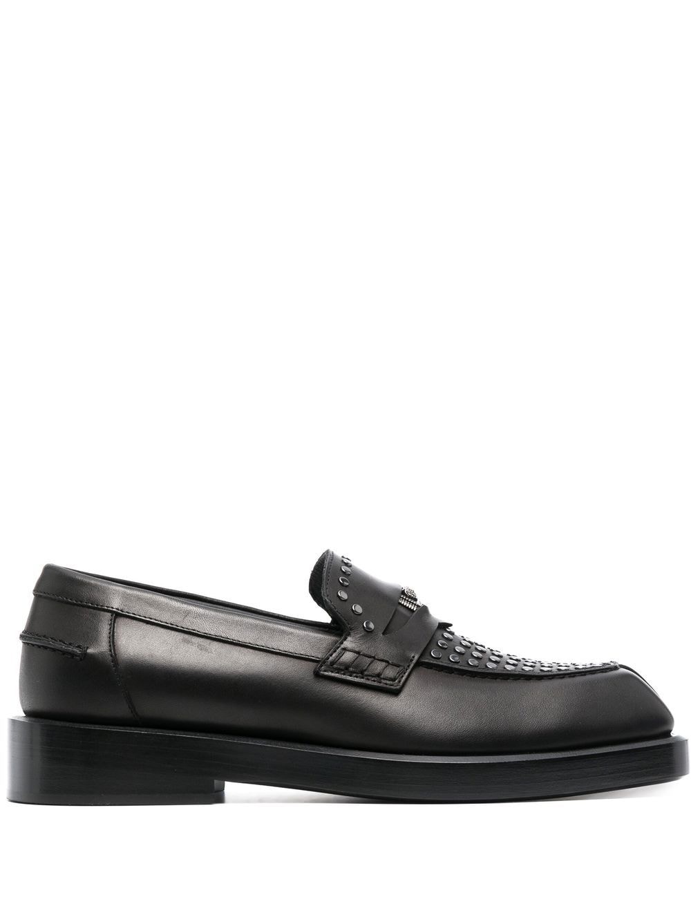 Versace square-toe studded loafers - Black
