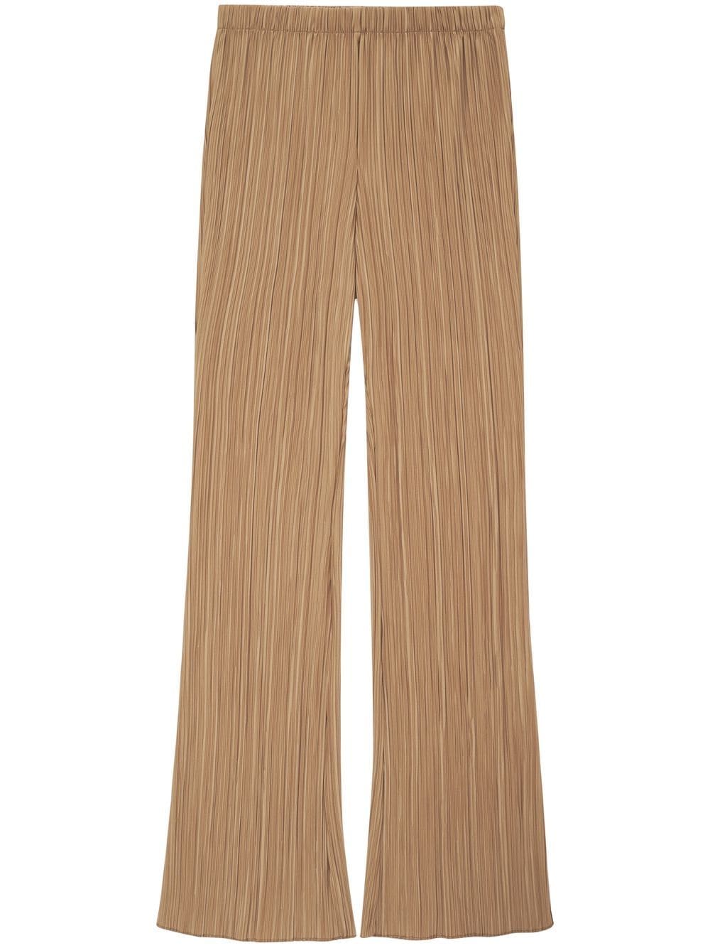 ANINE BING high-waist pleated slight-flared trousers - Brown