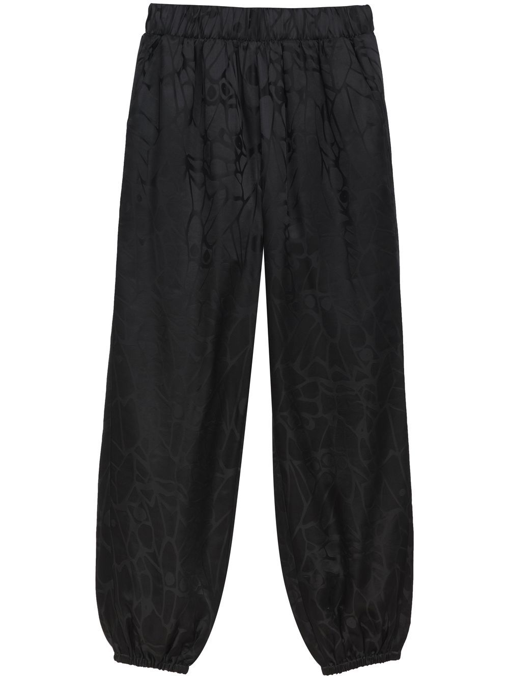 ANINE BING silk jacquard-pattern track pants - Black