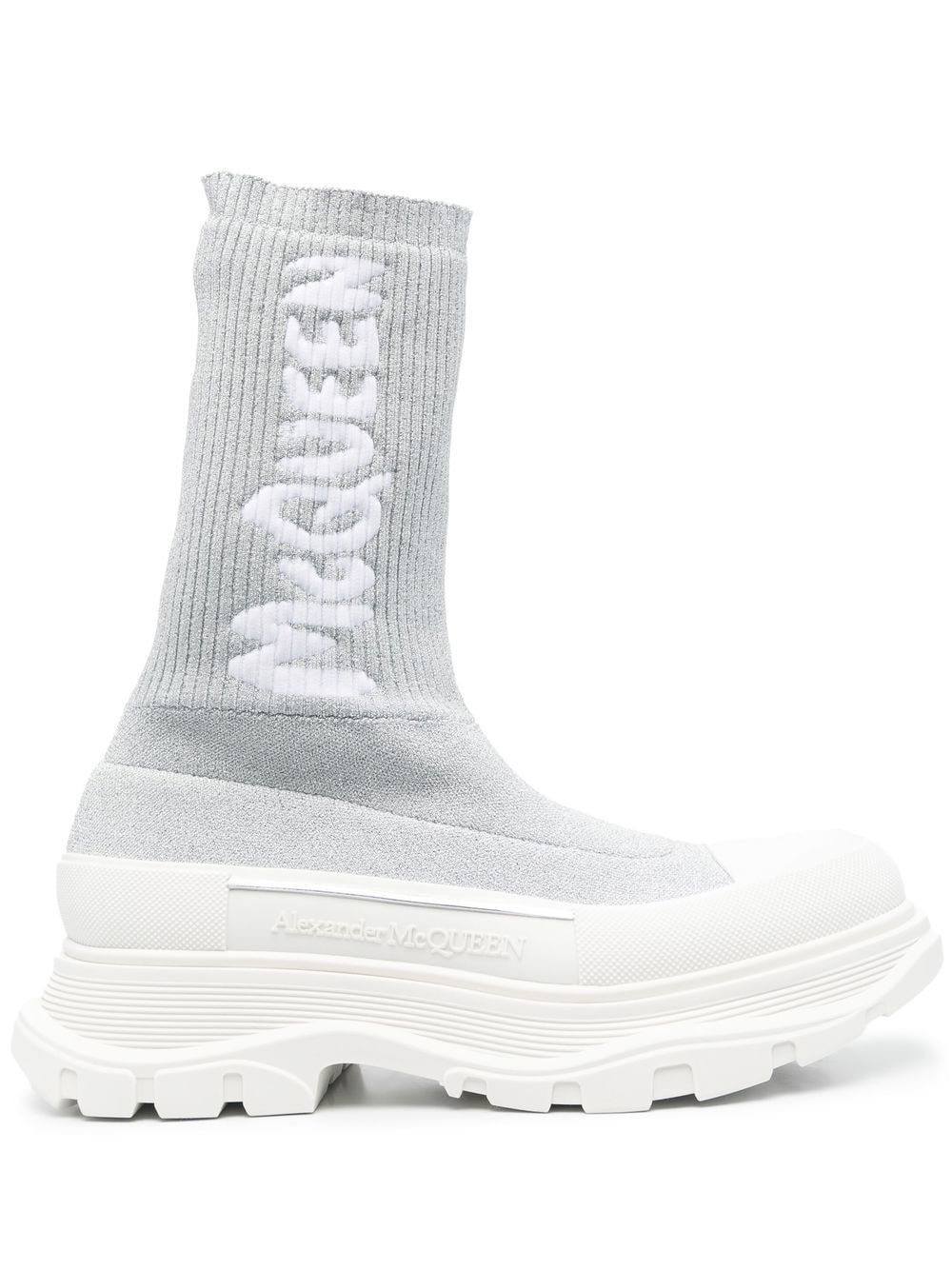 Alexander McQueen knitted high-top sneakers - Silver