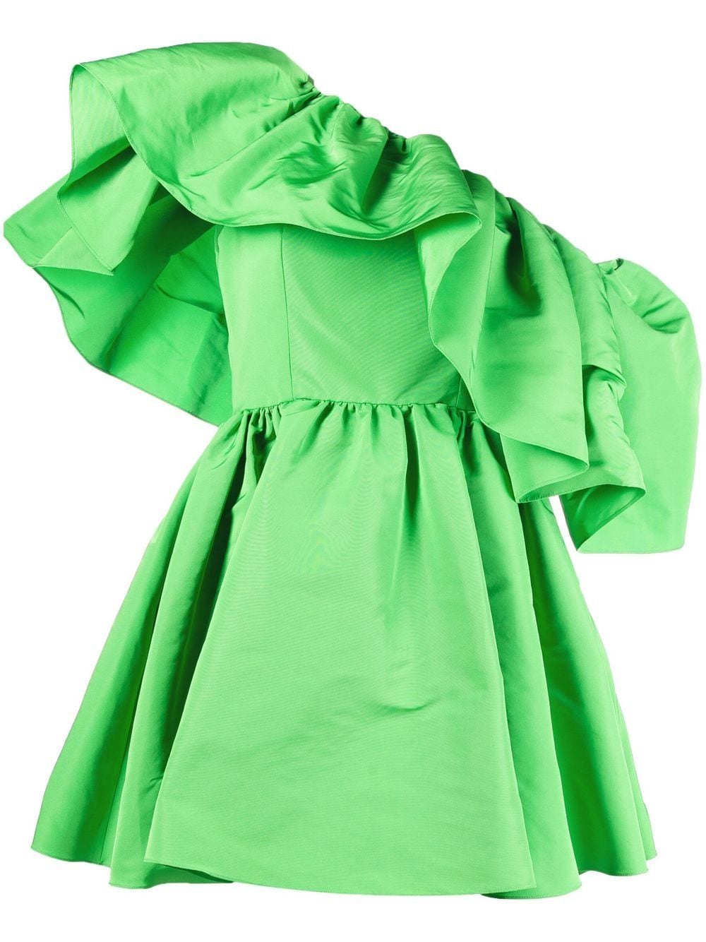 Alexander McQueen ruffle-shoulder mini dress - Green