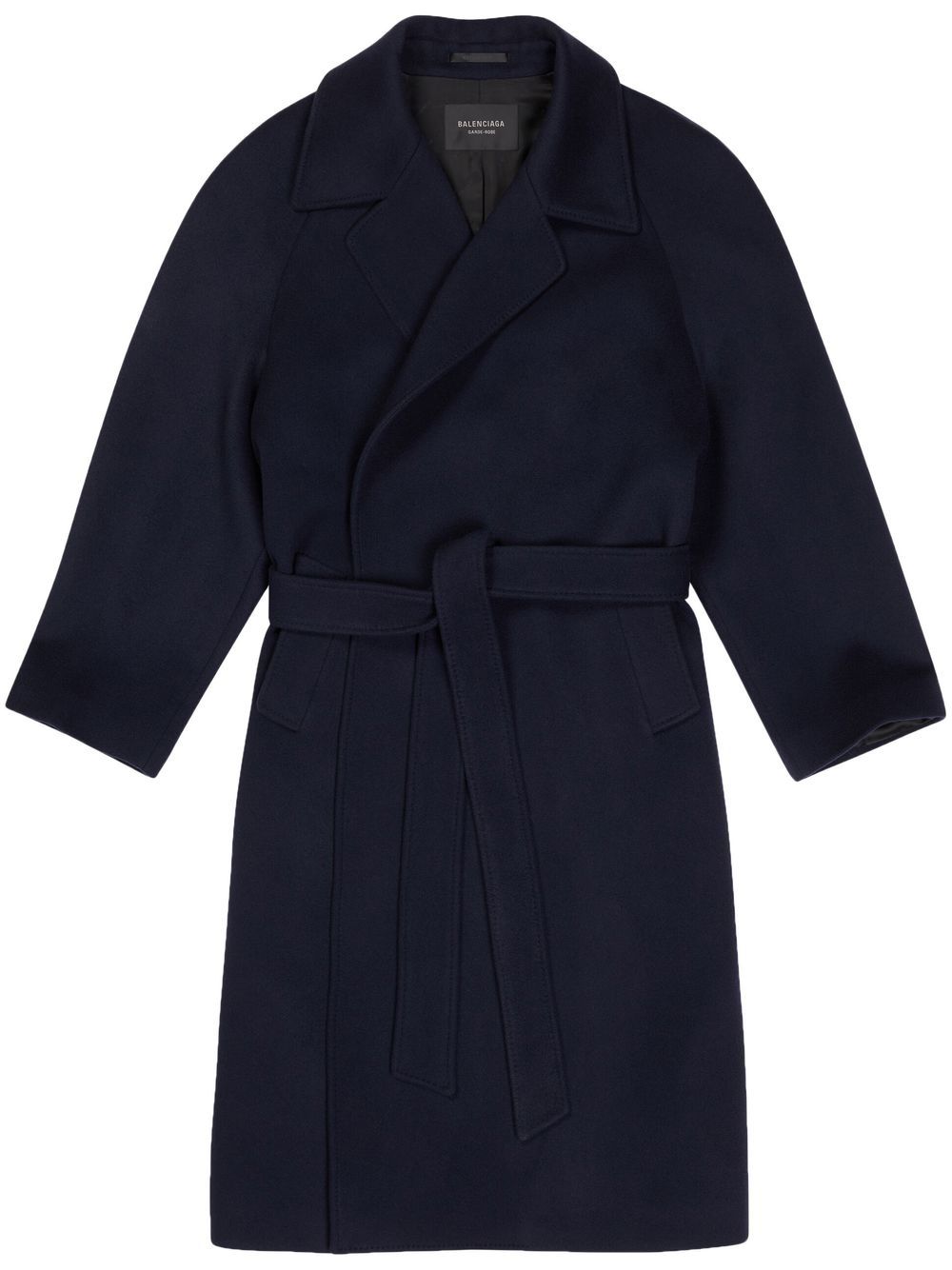 Balenciaga belted cashmere raglan coat - Blue