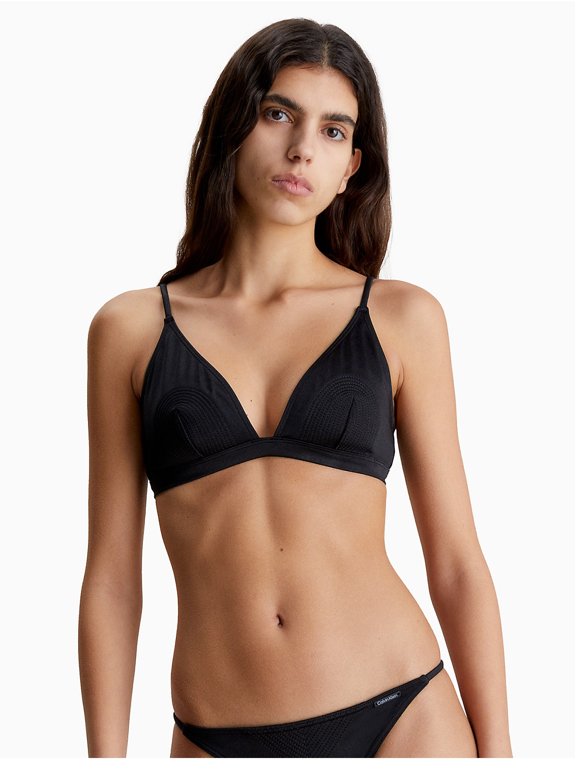 Calvin Klein Women's Black Structured Triangle Bikini Top - Black - XS