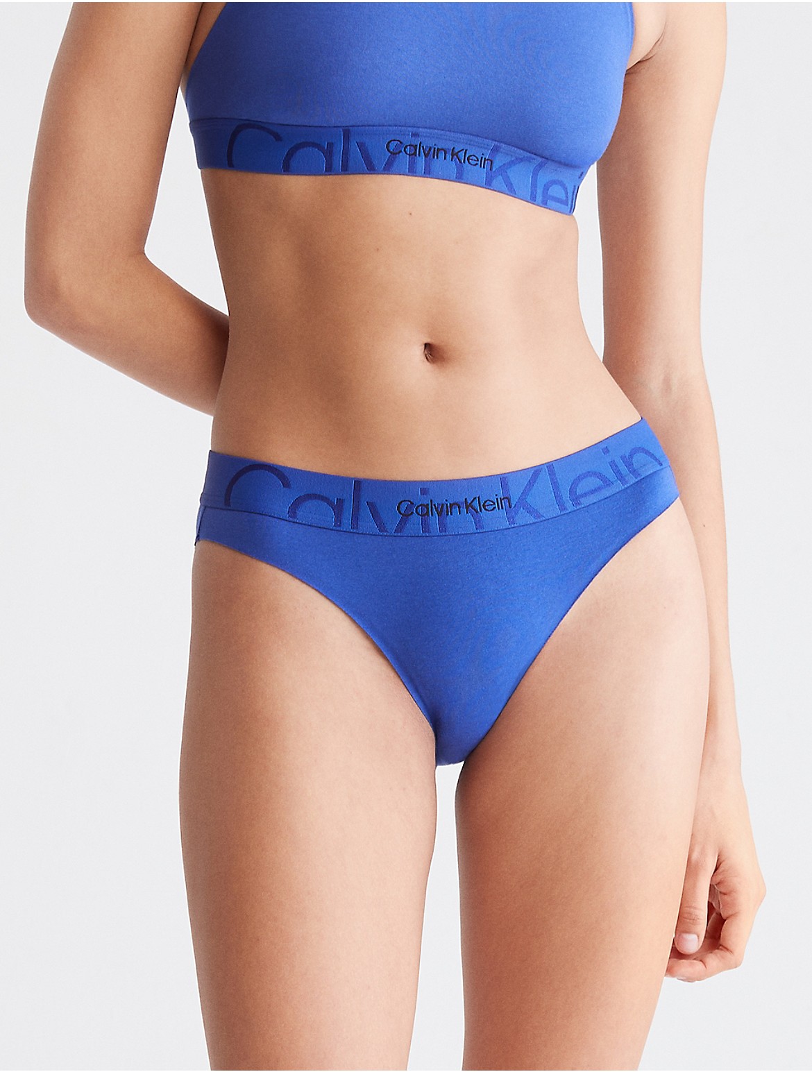 Calvin Klein Women's Embossed Icon Bikini - Blue - M