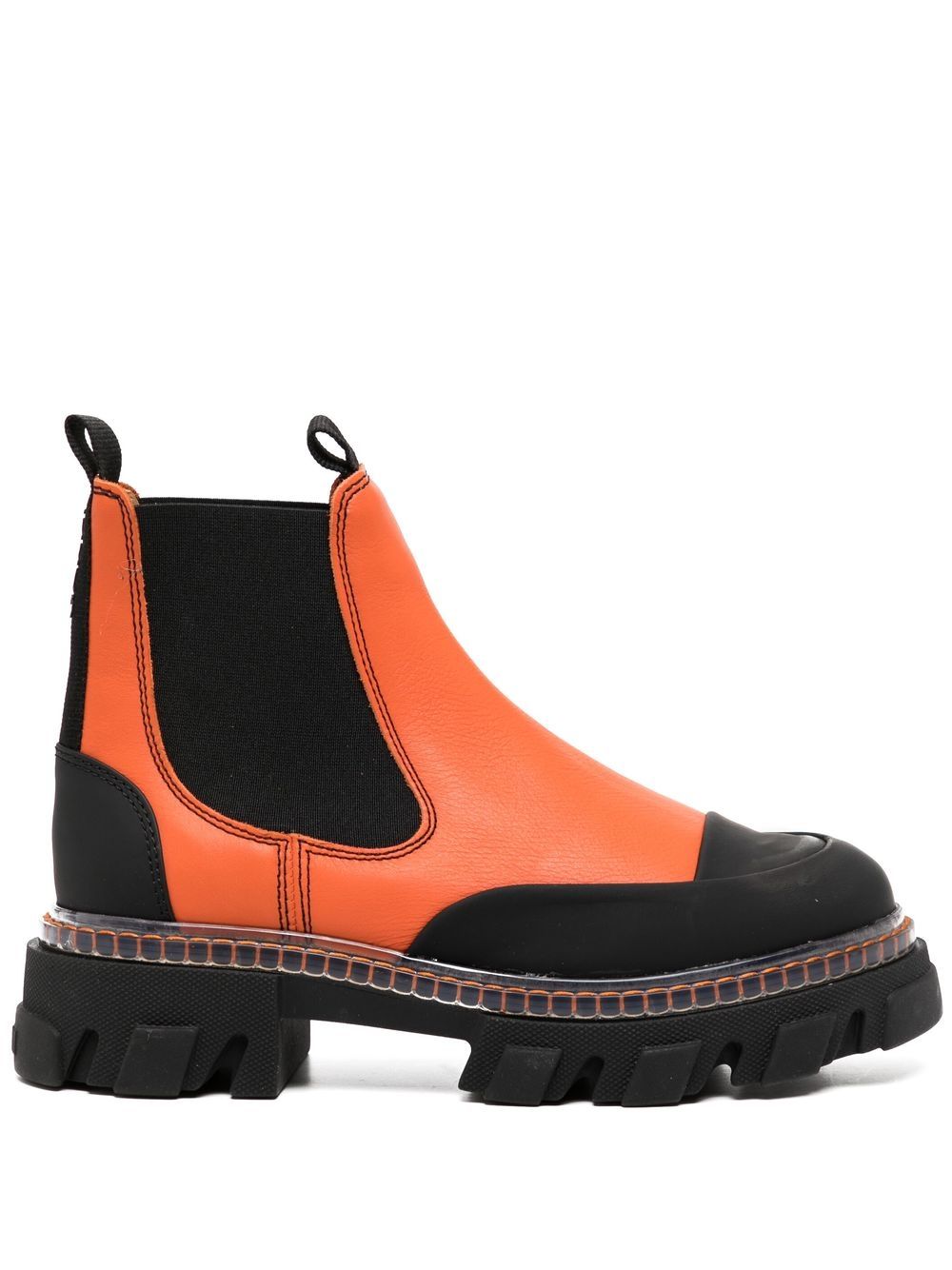GANNI panelled ankle boots - Orange