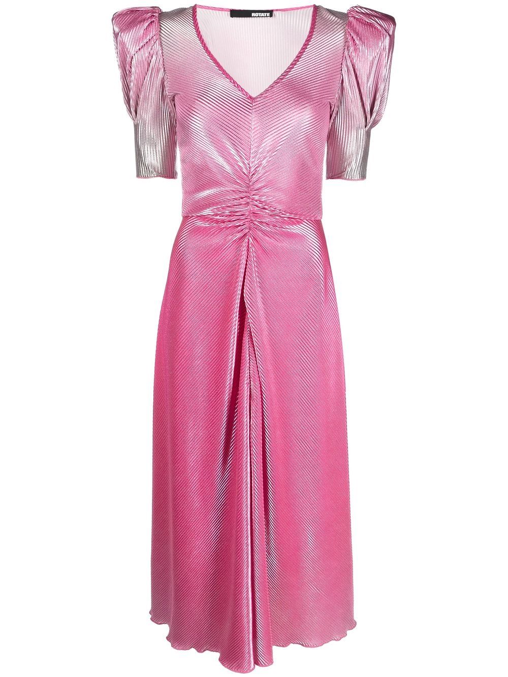 ROTATE gradient puff-sleeve midi dress - Pink