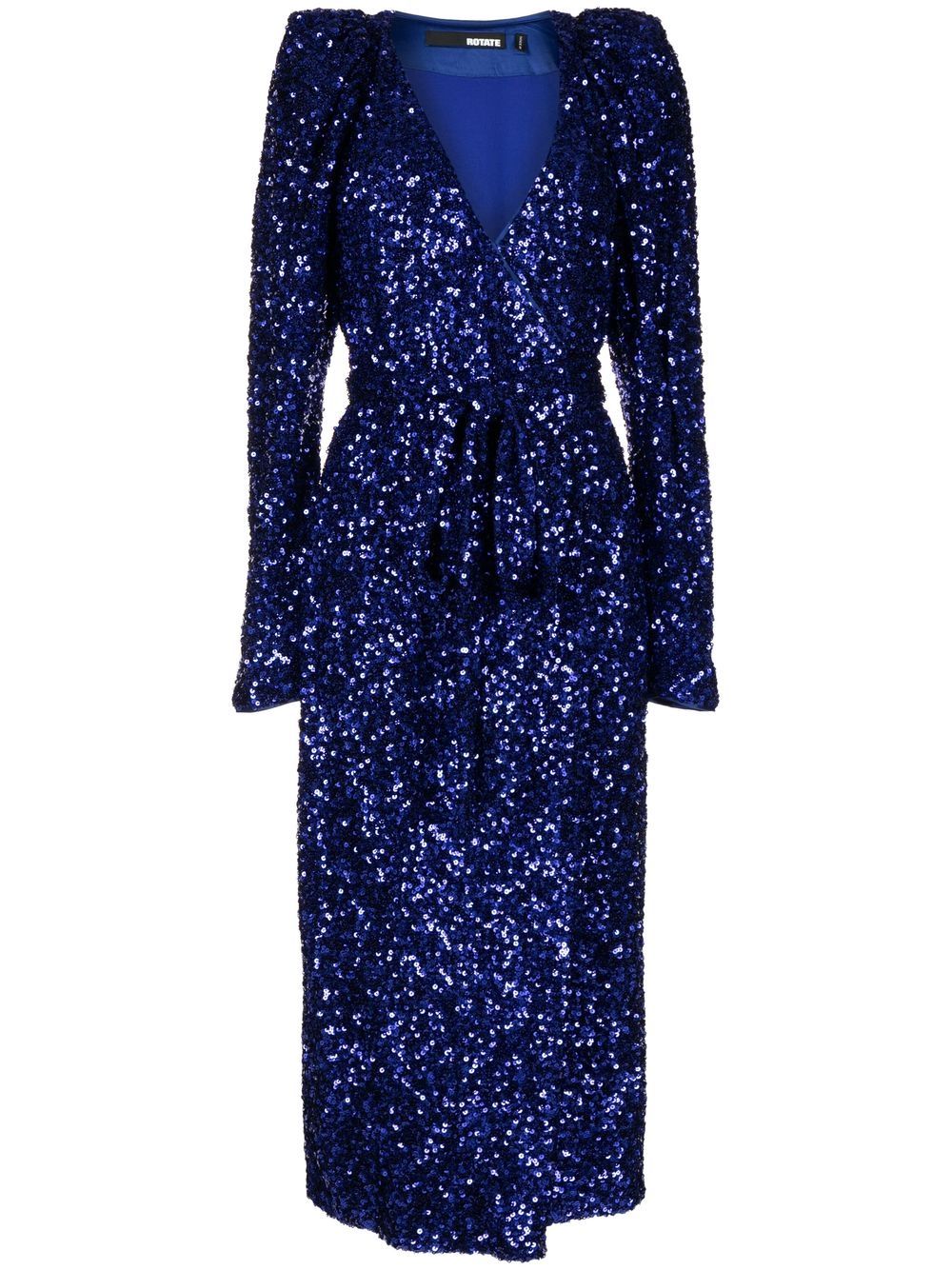ROTATE sequin-embellished wrap midi dress - Blue