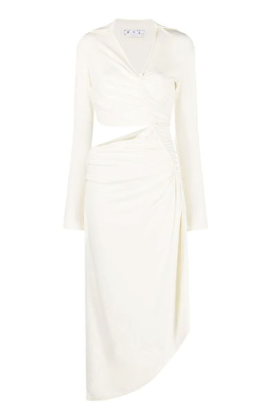 Off-White Vi-Crepe draped midi dress The Best Dressed Stars At The 2023 SAG Awards $1,785