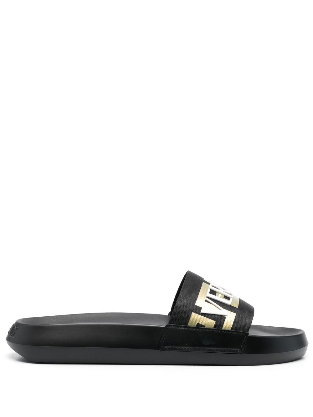 Versace logo-appliqué open toe slides - Black