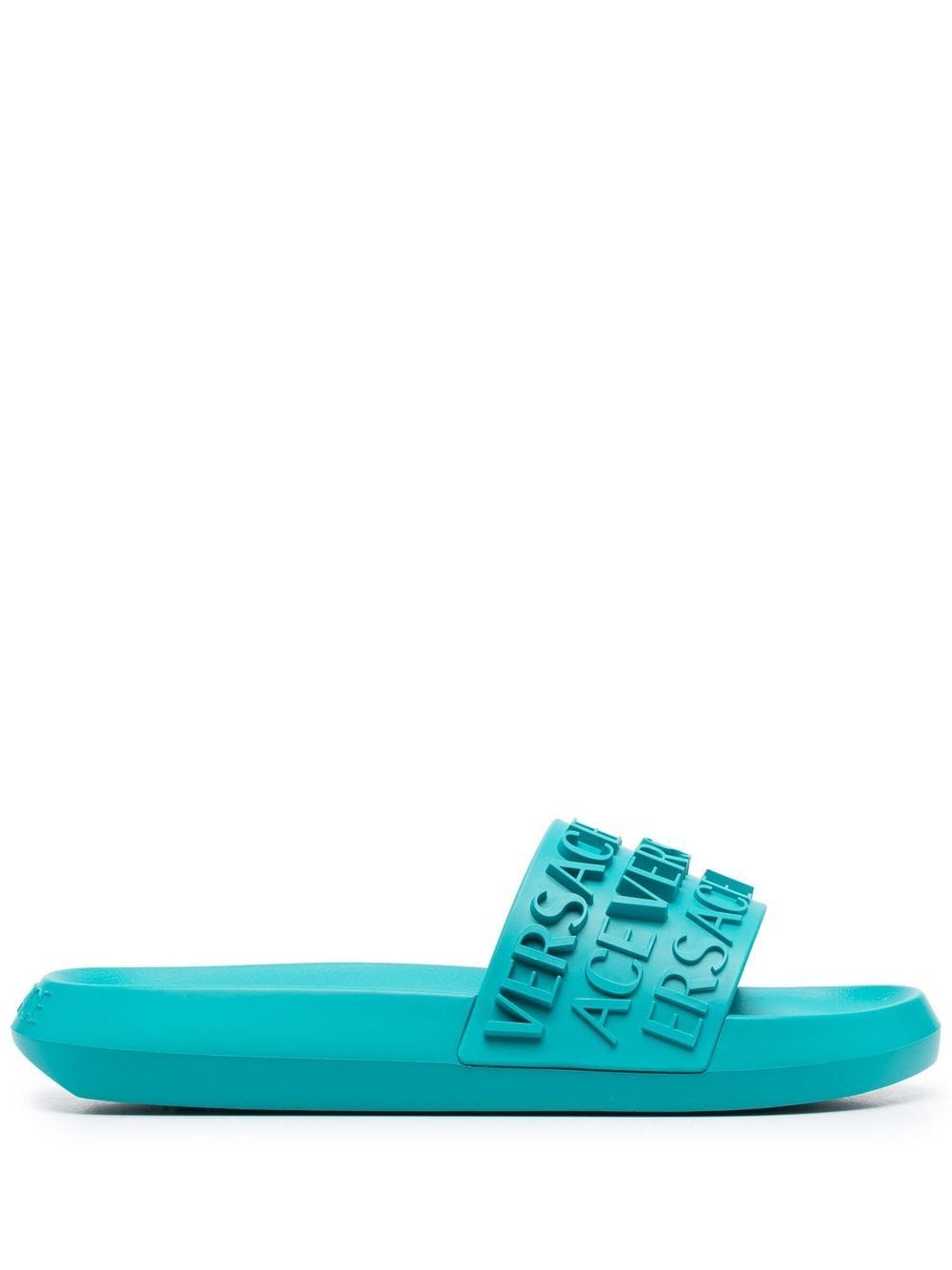 Versace logo-strap flat slides - Blue