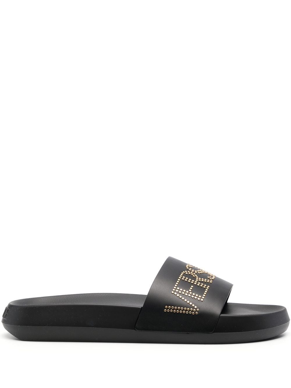 Versace studded-logo leather slides - Black