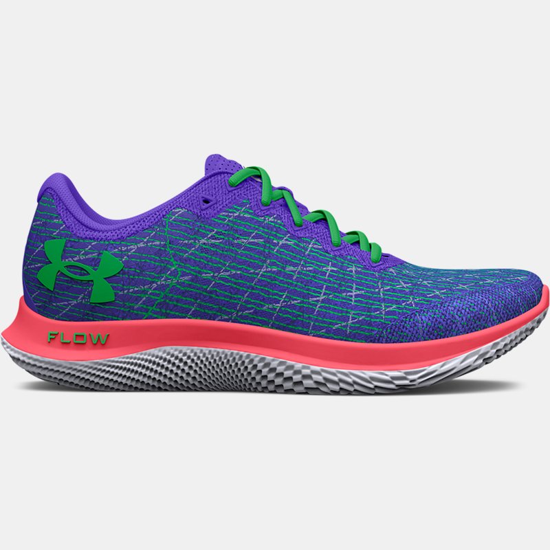 Women's Under Armour Flow Velociti Wind 2 Run Sq Under Armour d Running Shoes Brilliant Violet / Blitz Red / Extreme Green 7.5
