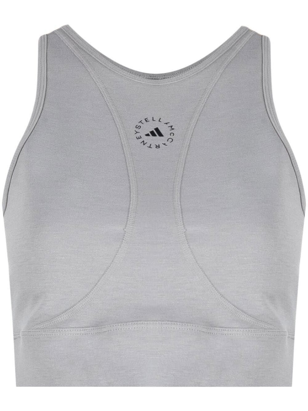 adidas by Stella McCartney logo-print cropped tank top - Grey