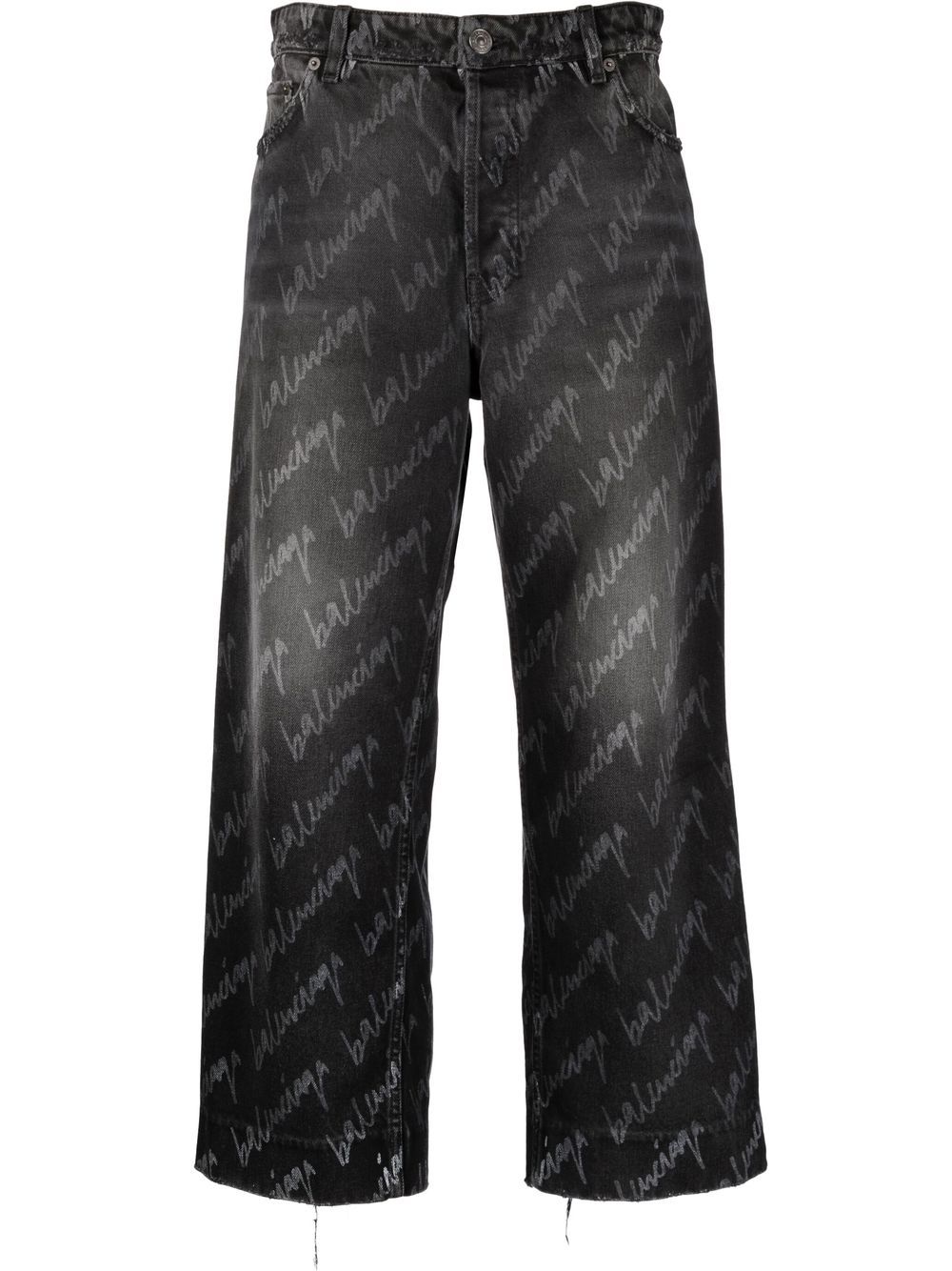 Balenciaga logo-print cropped pants - Black