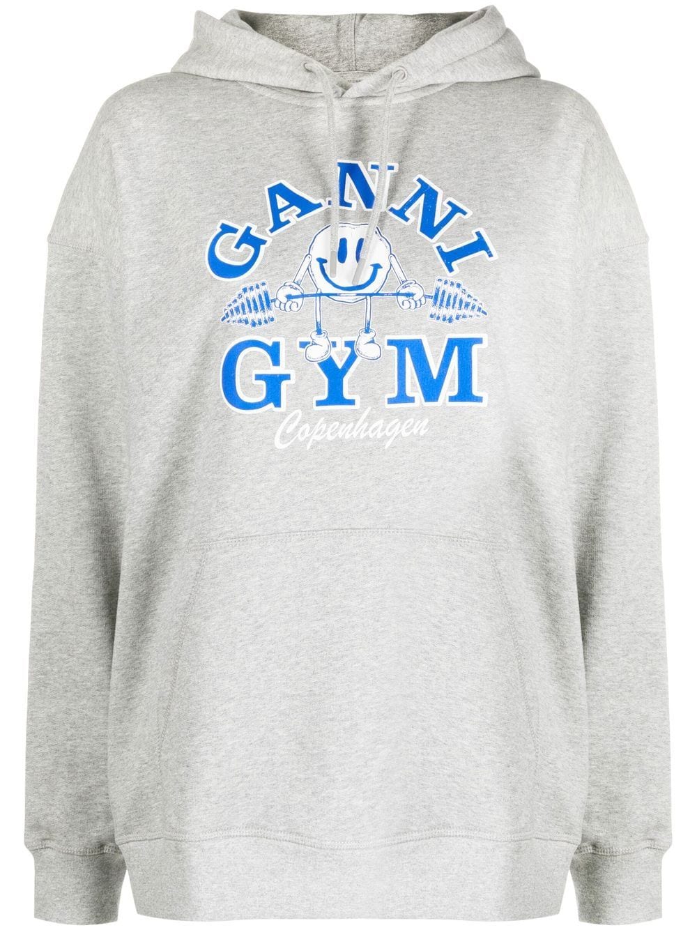 GANNI Gym-print organic cotton hoodie - Grey