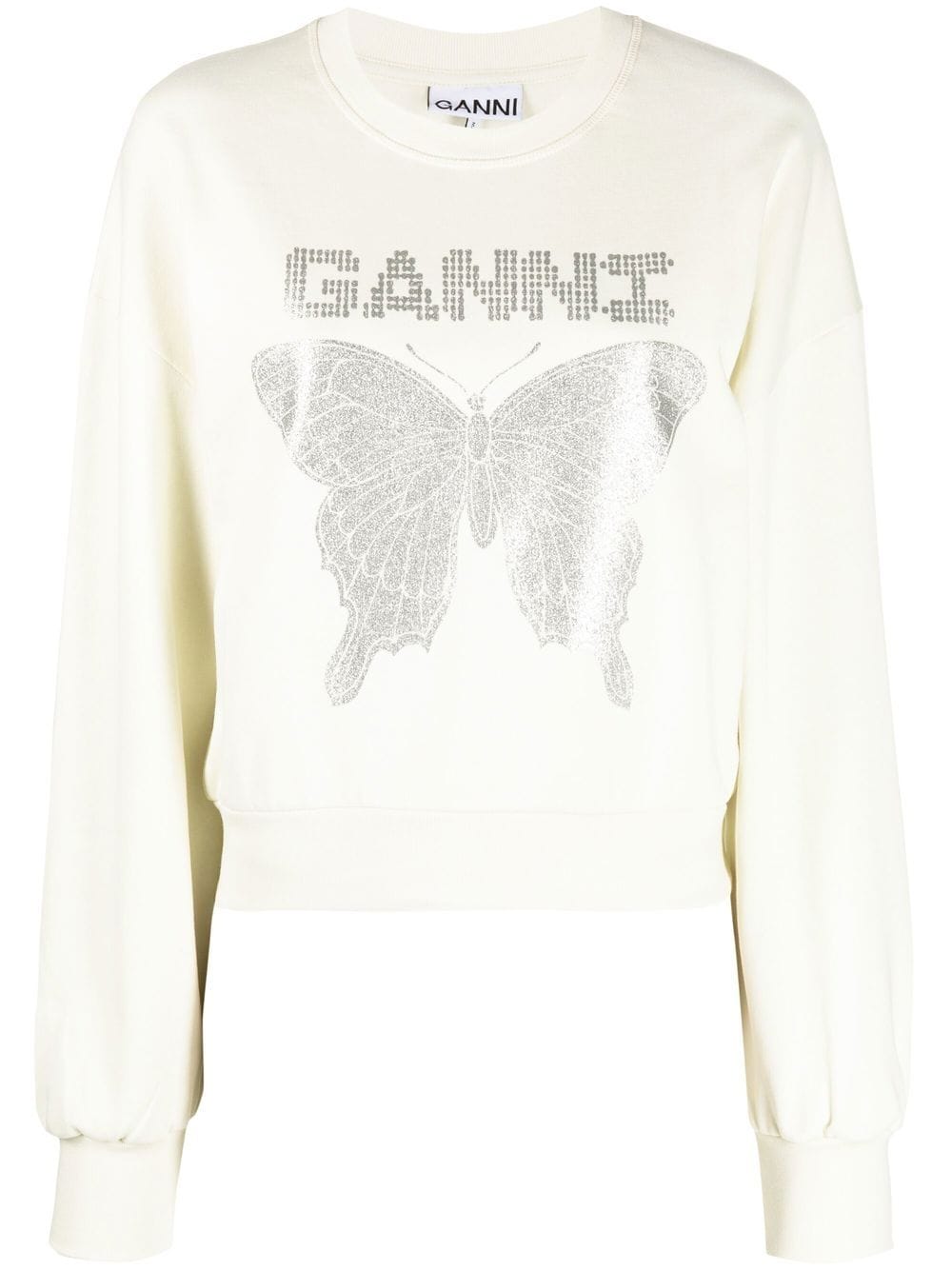 GANNI logo-print long-sleeve sweatshirt - Neutrals