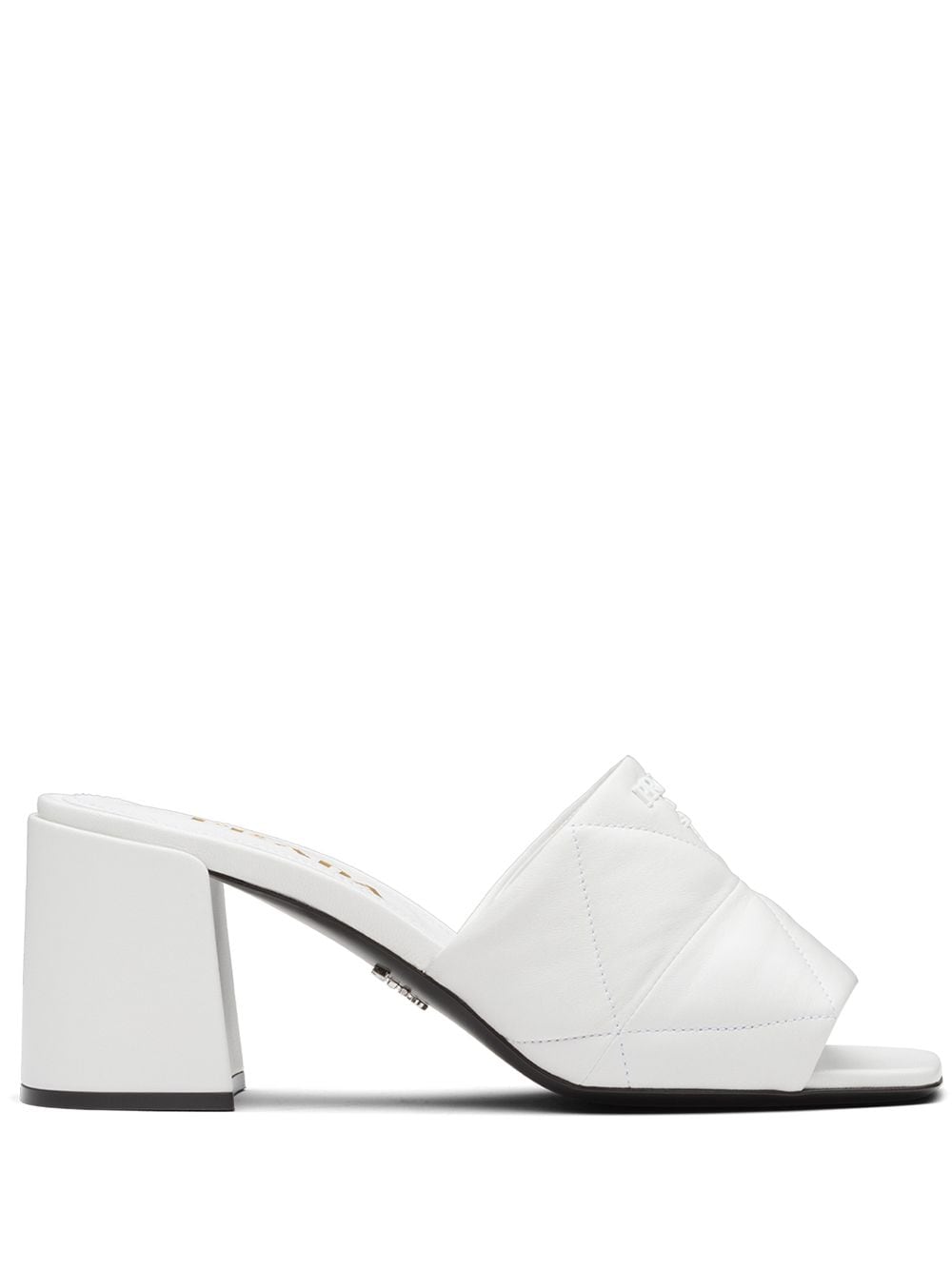Prada logo-lettering quilted sandals - White