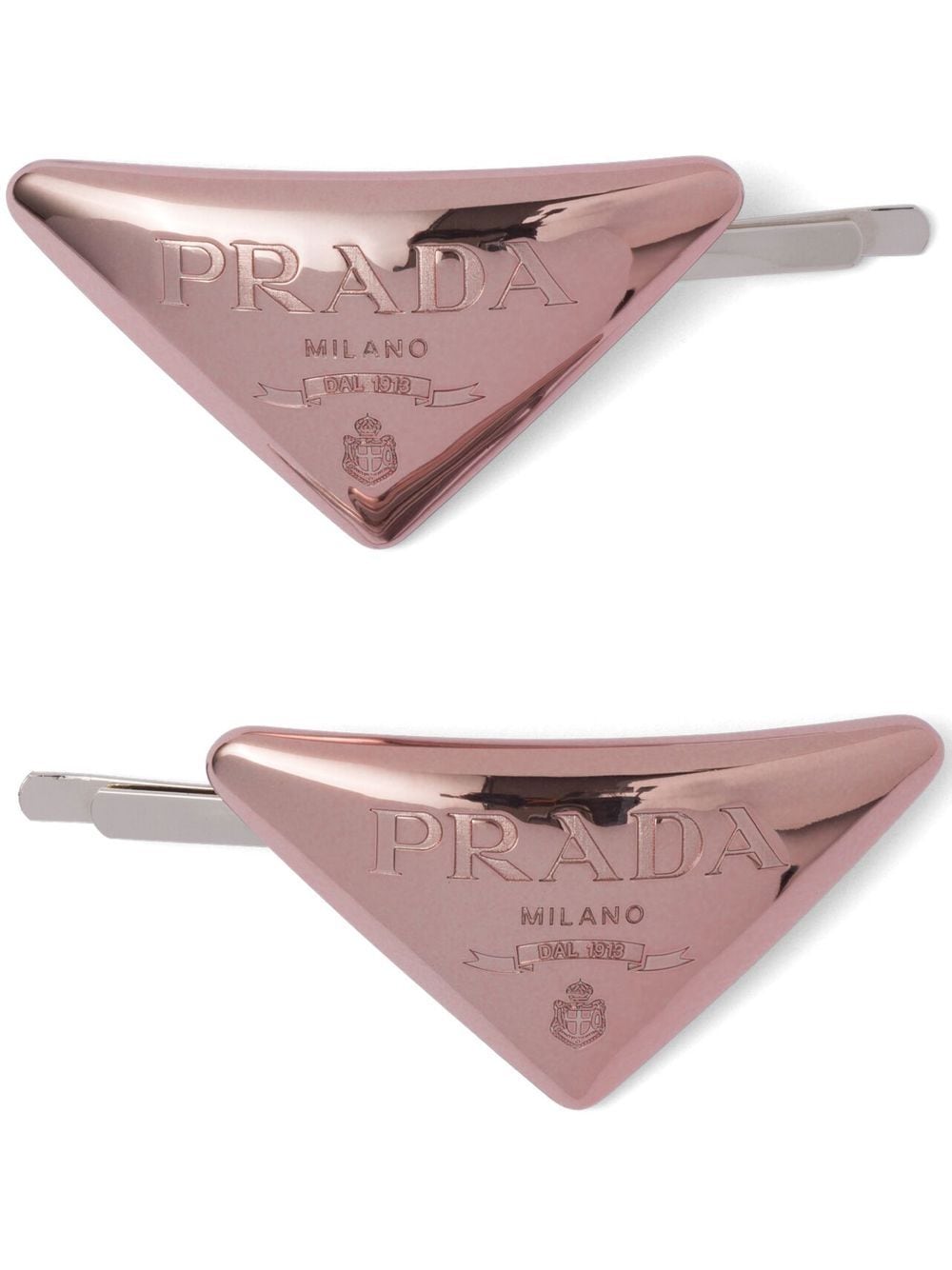 Prada triangle logo hair slides - Pink