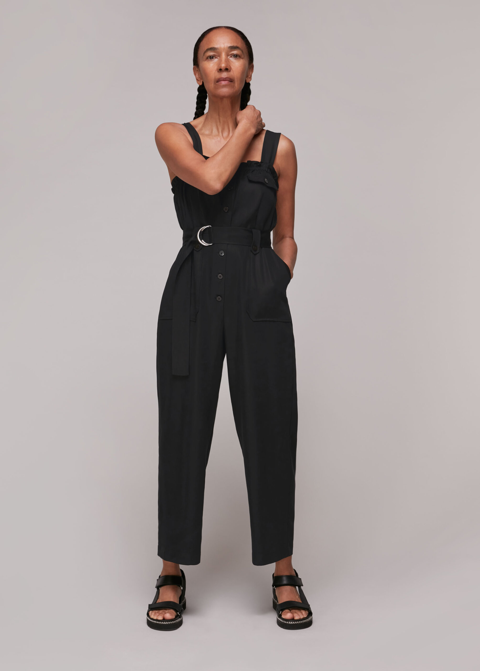Whistles Women's Frill Utility Belted Jumpsuit
