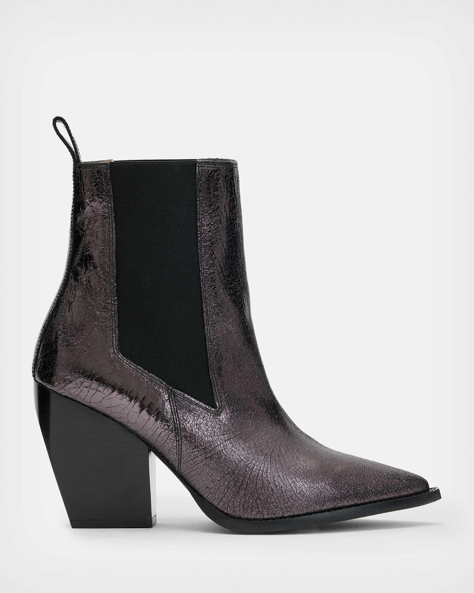 AllSaints Ria Crinkle Leather Heeled Boots