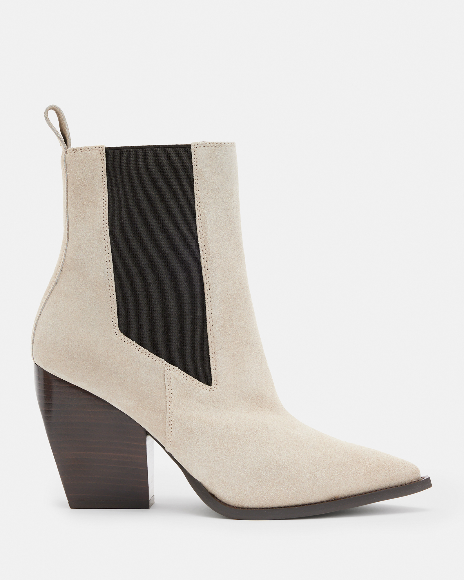AllSaints Ria Pointed Suede Heeled Boots