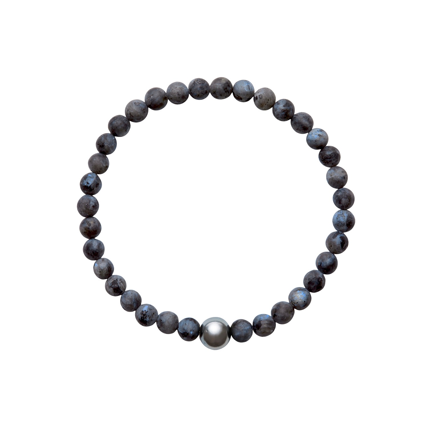 Black / Blue / Grey Aro Men's Tahitian Pearl & Larvikite Bracelet ORA Pearls