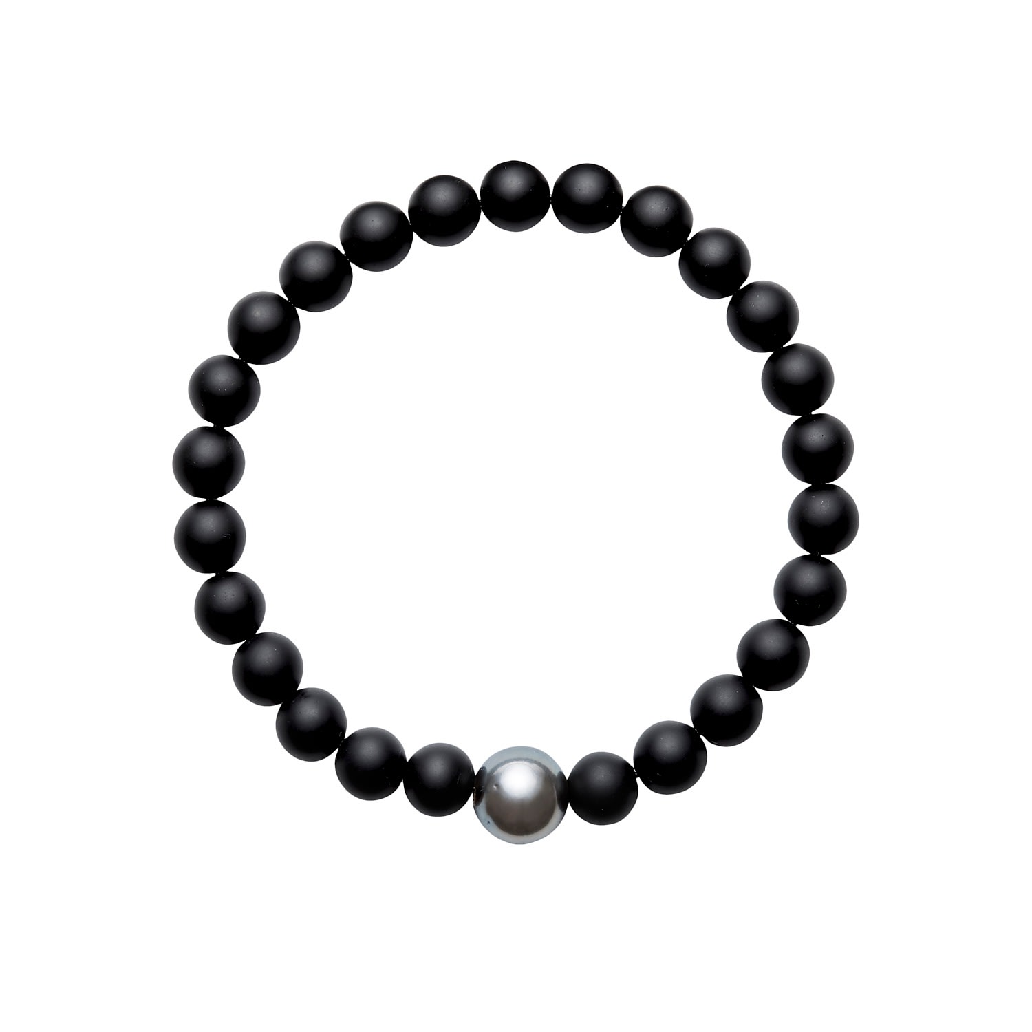 Black / Grey Aro Men's Tahitian Pearl & Onyx Bracelet - Large ORA Pearls